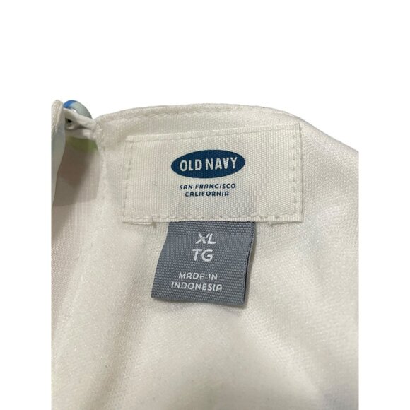 Old Navy White Blue Floral Pattern Sleeveless Dress elastic at waist- New with T - Picture 3 of 4